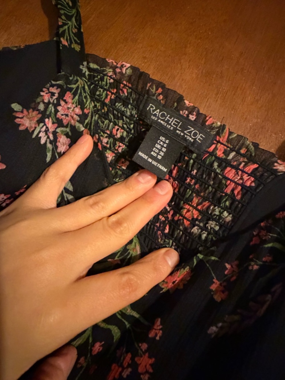 Rachel Zoe Black Floral Tiered Maxi Dress with Pink and Green Floral Print - Picture 6 of 6